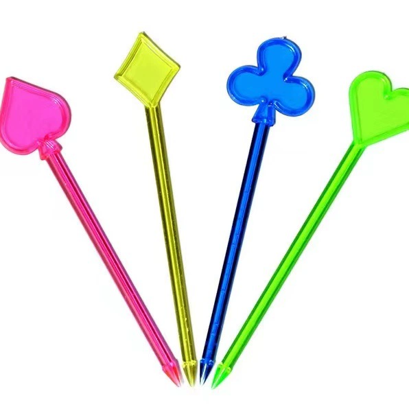 disposable plastic color fruit insertion butterfly fruit visa firebird cocktail party toothpick water fork
