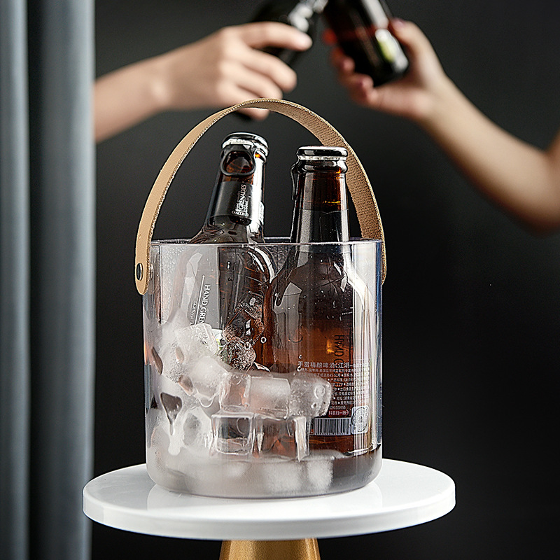 Acrylic ice bucket with handle commercial ice champagne plastic transparent home bar KTV foreign wine ice bucket