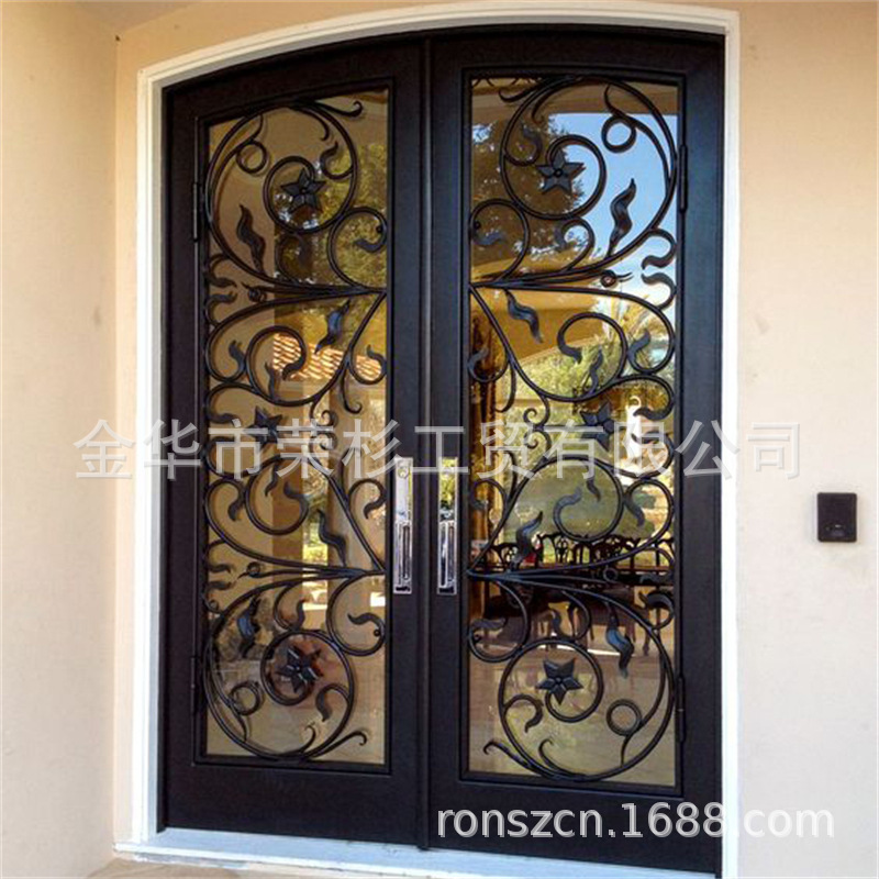 Metal Anti-Theft Door, Light Luxury Iron Art Inlaid with Iron Flower, Hand-Forged Door, Courtyard Entrance Door Decoration