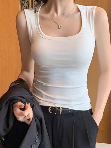 2025 summer square neck camisole women's spring and summer large size inner wear slim fit outer wear bottoming sleeveless top