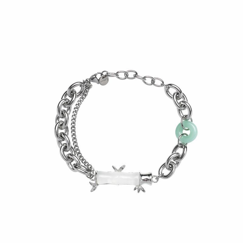 Bracciale uomo nodo di bambù bianco design stile cinese_voghion.com