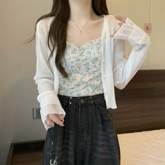 純欲の薄いアイスニットカーディガン女性の夏の外はストールの小さい背の高級感の日焼け止めのエアコンの上着を掛けます。