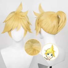 灵魂网络歌手镜音连cos假发短发带马尾毛娘cosplay镜音铃仿真人发