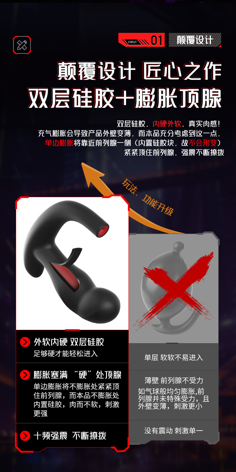 Remote-Control Vibrating Inflatable Prostate Massager with Silicone Anal Beads — detail image 4