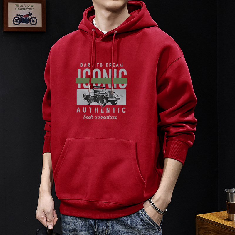 Suéter pesado para hombres otoño nuevo estilo de cuello redondo estilo americano de moda de alta calle chaqueta con capuz para hombres