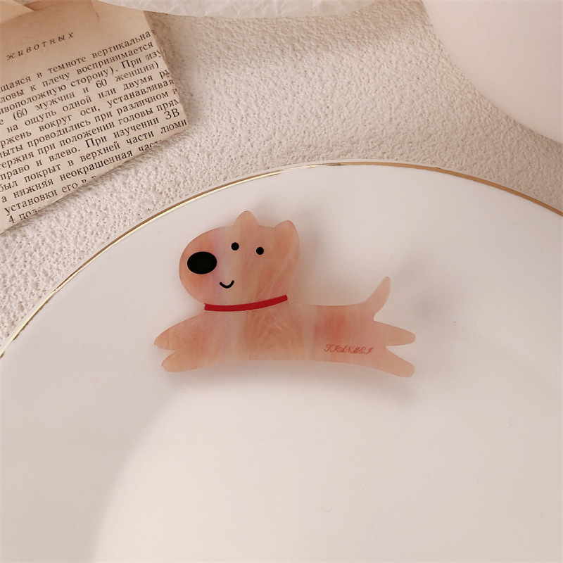 Diversión adolescente dulce acrílico perrito clip de cabello de dibujos animados lateral clip de bang clip de cabello adorable clip de boca de pato tocado