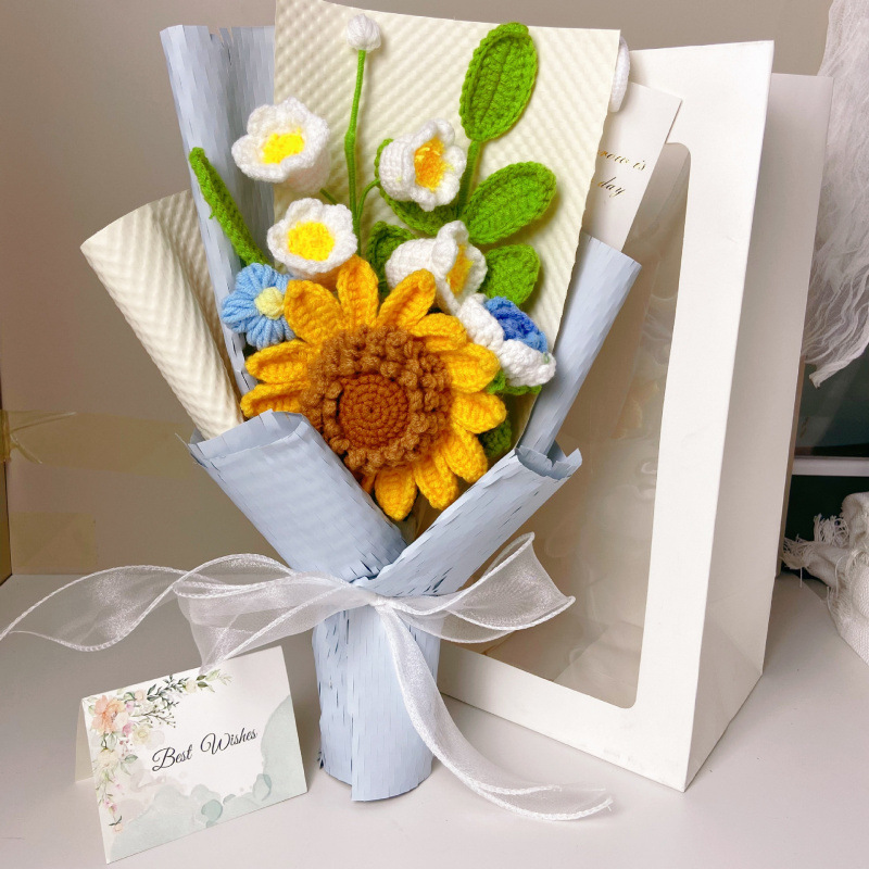 Girasol lirio de los valles ramo de rosas-azul (tarjeta de bolsa de regalo)