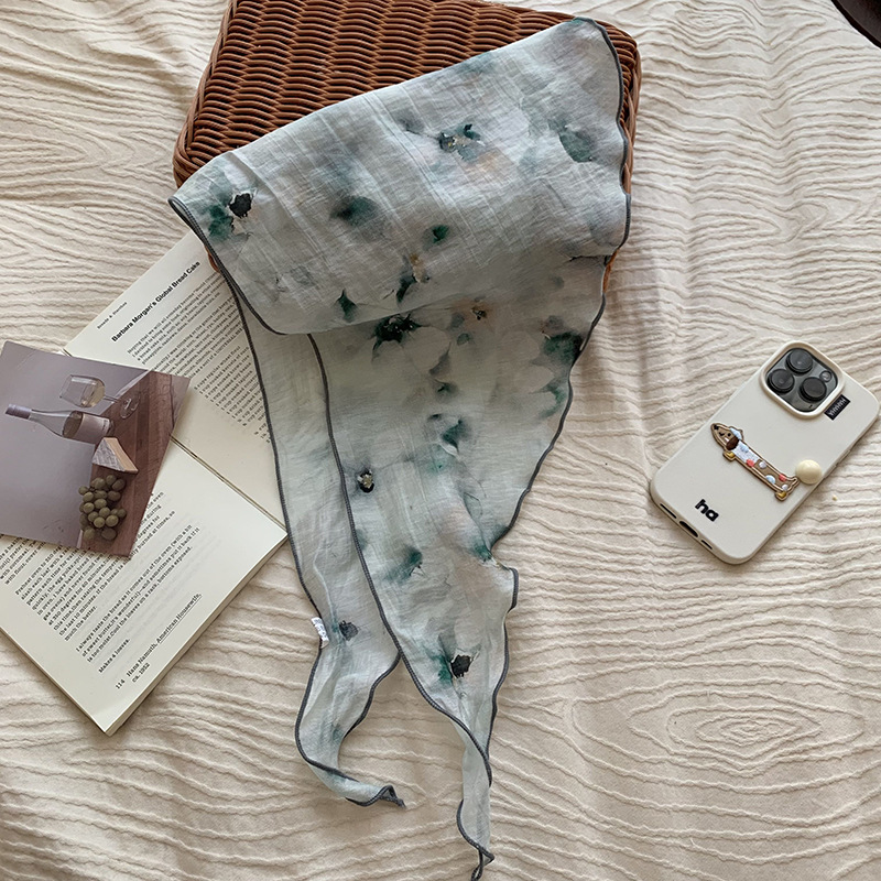 Bufanda triangular, babero, moda femenina, verano, protector solar, pañuelo, pañuelo, estilo antiguo, cinturón para el cabello, protección para el cuello, bufanda de seda pequeña al por mayor