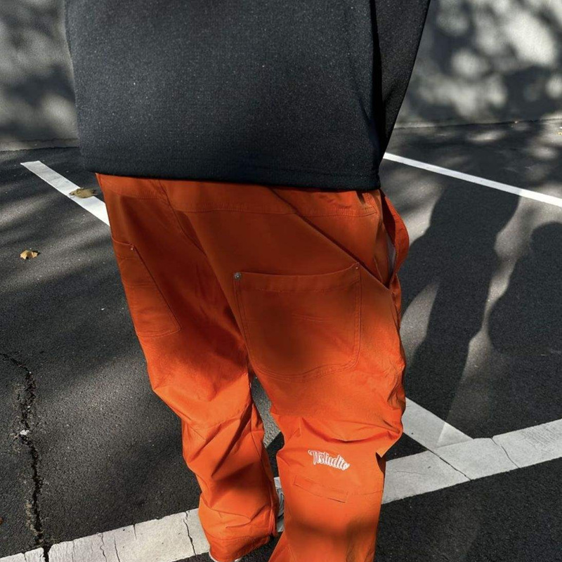 American-Style Functional Outdoor Orange Tactical Pants, Unisex, Versatile, Loose-Fitting, Casual Design, Triple-Protection, Utility Work Pants