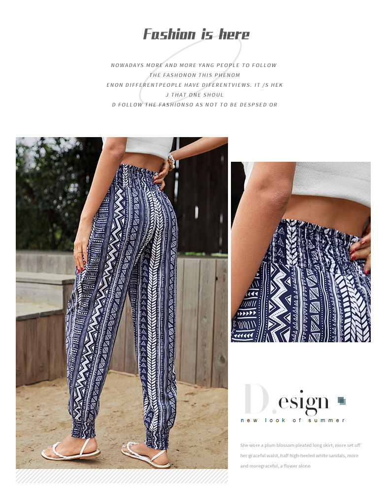 Printed Ethnic Style Pocket Pants_voghion.com