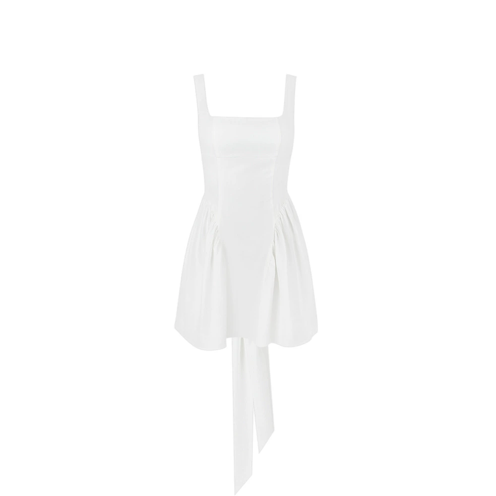Slip dress mini skirt (women) backless with bow, European / French style, summer