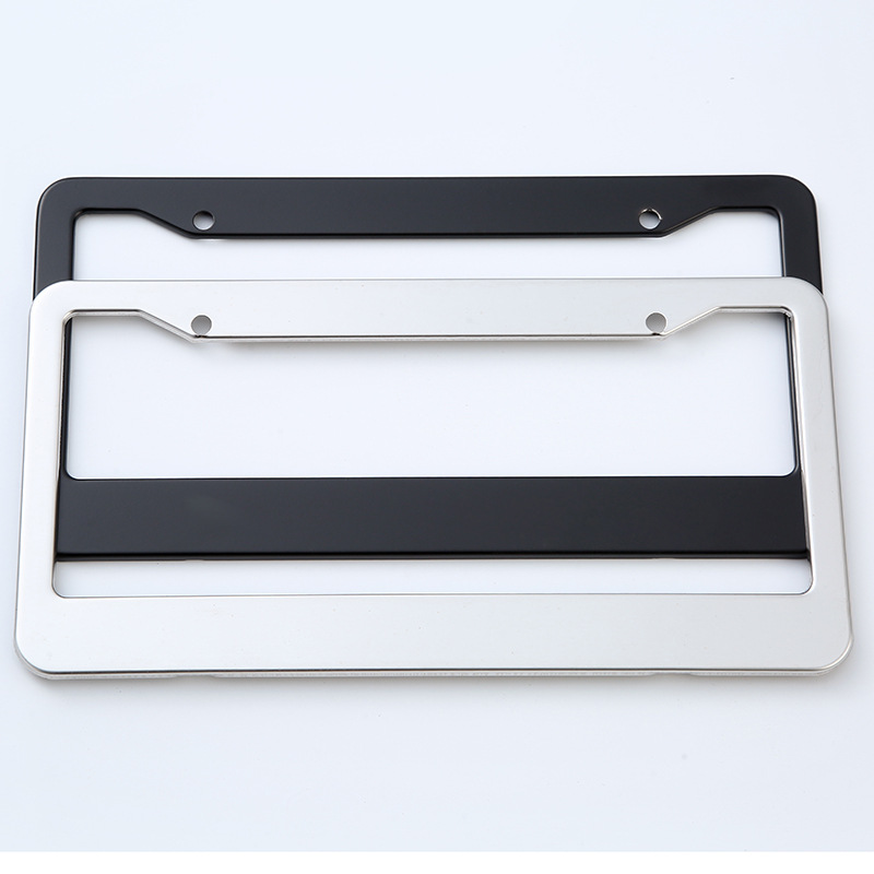 Cruz-Frontera explosión aleación de aluminio negro y blanco coche placa antirrobo licencia placa marco americano estándar europeo coche marco exterior Decoración image 3