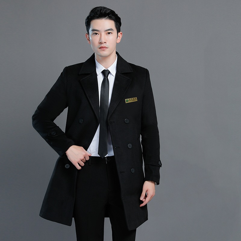 214 남성용 블랙 더블 브레스트 코튼