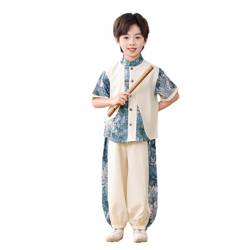男の子韓服スーツ 2025 新唐装中国風パフォーマンス子供のパフォーマンス服古代衣装男の子夏のトレンド|undefined