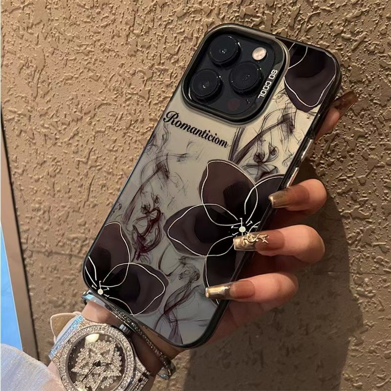 Nueva camelia de oro negro para iPhone 16 funda para teléfono 11 Apple 15promax/14 Europa y América 13pro12