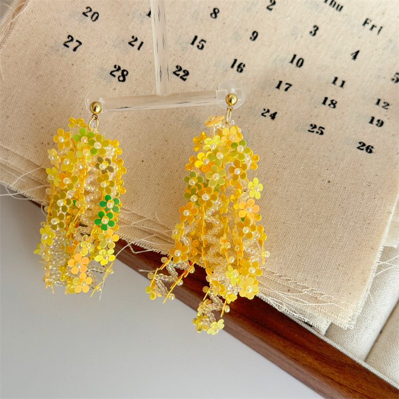 25g Weight Silver Ear Needle Material Drop Earrings Classification 1 Pair Quantity Holiday, Daily Occasion PVC Material Colorful Pattern All Seasons Season Women's Gender Sequins Design Elegant, Ethnic Style Style 1 Pair Elegant Ethnic Style Colorful Sequins PVC Drop Earrings 24