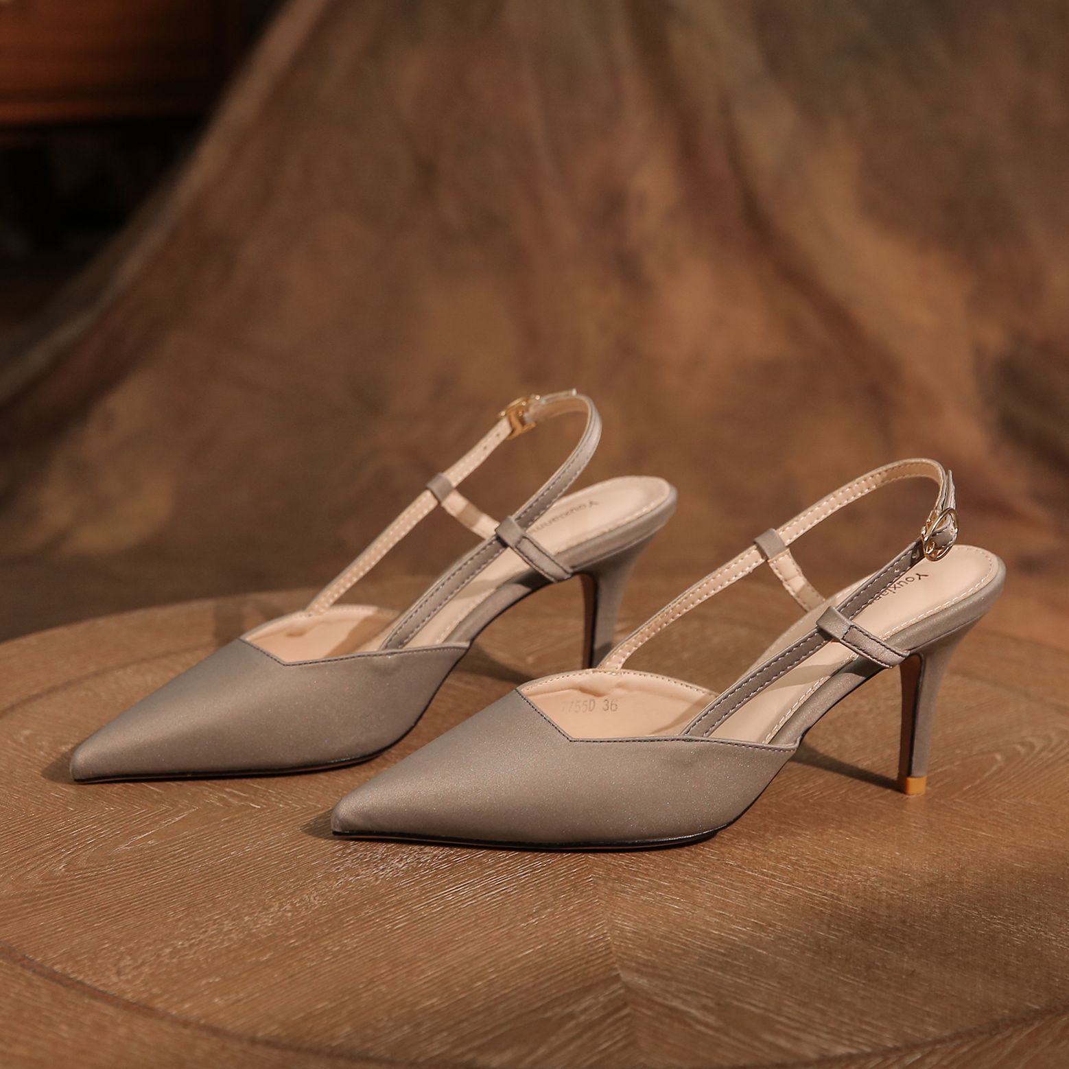 7755D Front Wrap Back Open Sandals Thin Heel High Heels Commuting Versatile Style High-end Professional Women's Shoes_voghion.com