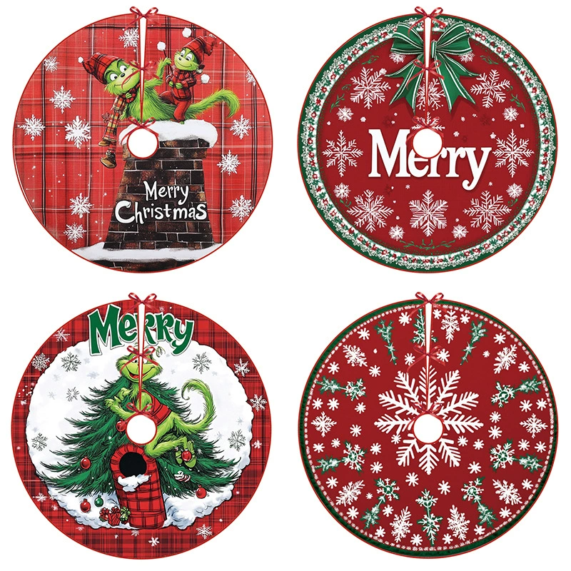 Amazon Лидер продаж Гринч Зеленый пушистый монстр юбка для рождественской елки Рождественские украшения Мультяшная цифровая печать Декоративная ткань