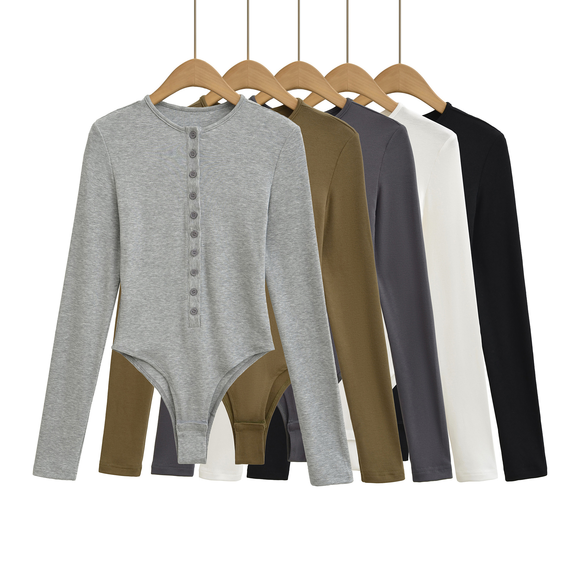 2025 Sexy Sexy Slim Round Neck Single-Breasted Jumpsuit for Women Autumn Elastic Bottoming Long-Sleeved T-Shirt Crotch Top