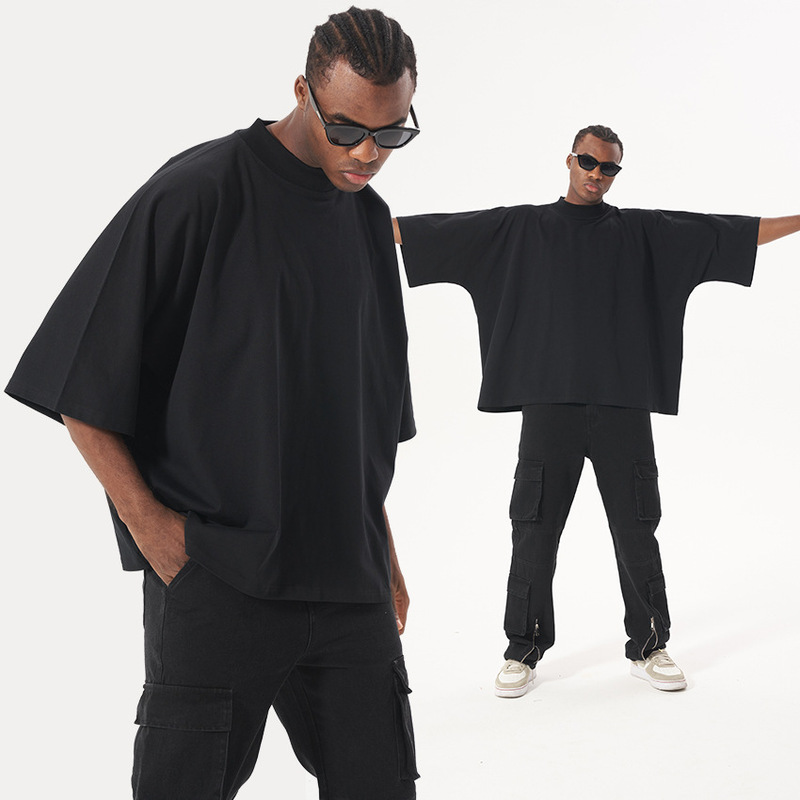 Solid Color Trendy Brand Popular Men's Short-Sleeved T-Shirt Heavy Cotton Half-Sleeved Men's T-Shirt Summer Round Neck Body Shirt