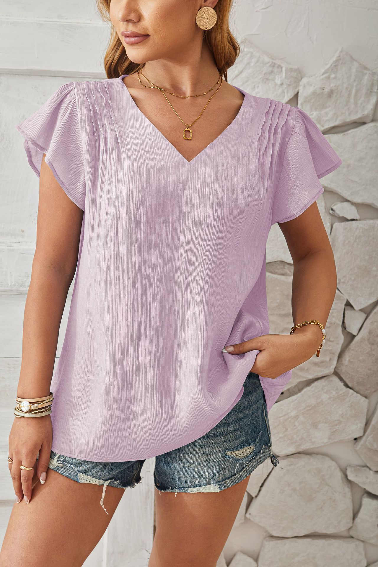Frau T-Shirt Kurzarm T-Shirts Pailletten Einfacher Stil Einfarbig display picture 5