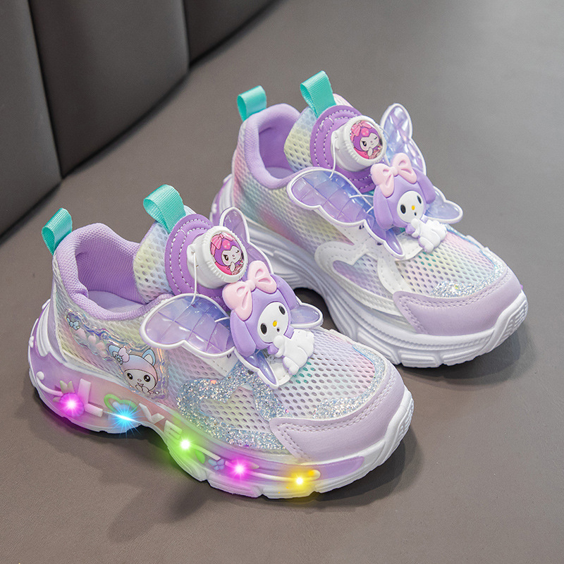 Girls' Single Mesh Breathable 2025 Spring New Student Shoes Swivel Button Girls Casual Shoes Mid-Big Kids Running Shoes