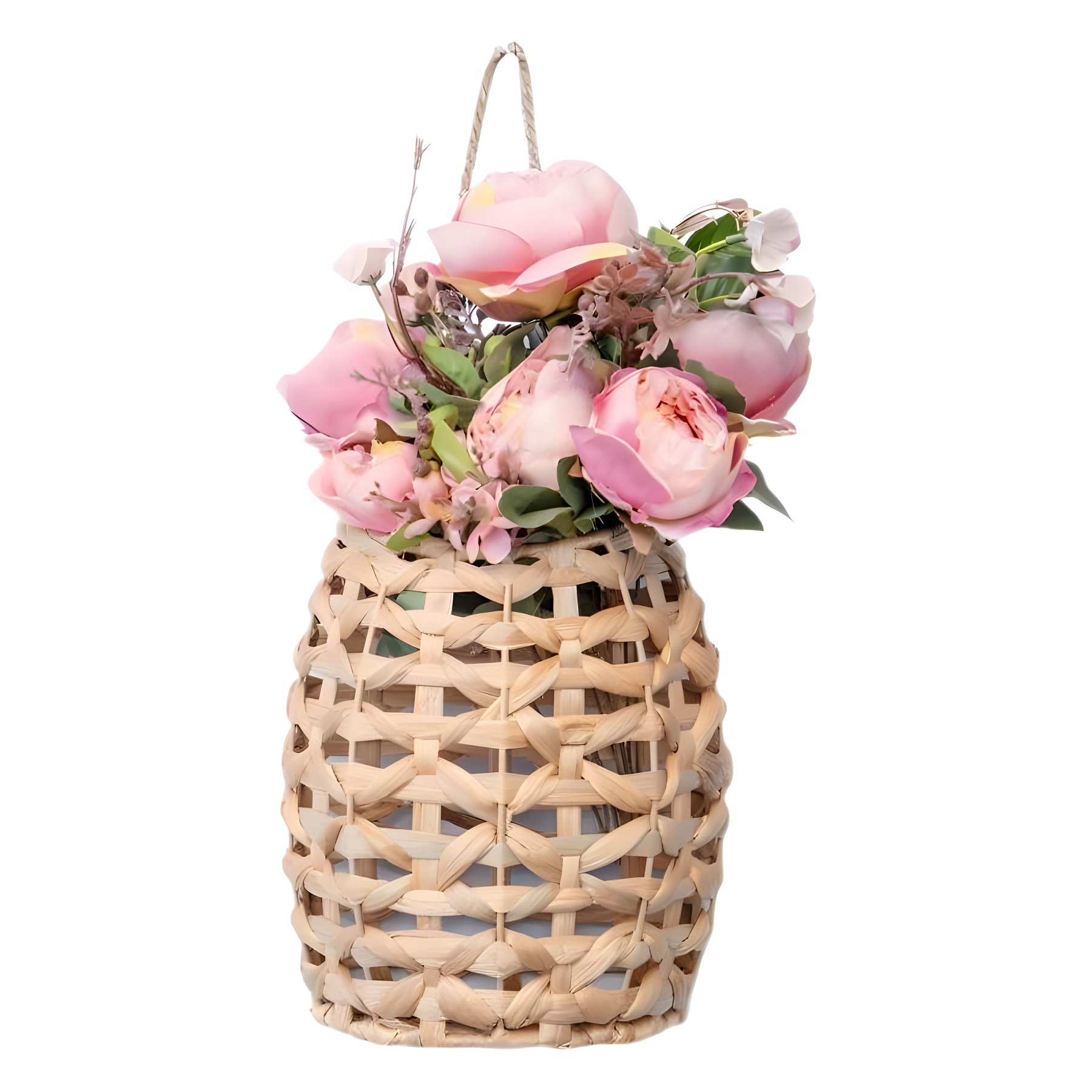 Cesta de pescado personalizada trenzada de grasa de calabaza decoración de pared cesto de almacenamiento decorativo hogar interior idílico cesto de flores colgadas en pared