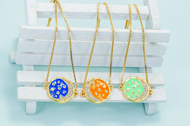 Wedding, Travel Occasion Retro Simple Bracelet Color Drop Oil Star Moon Round Adjustable Bracelet