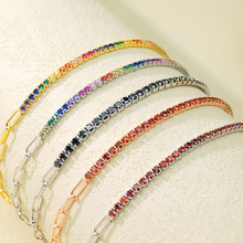 欧美热销S925纯银气质镶嵌半石多色手链女小众潮轻奢ins风珠宝银