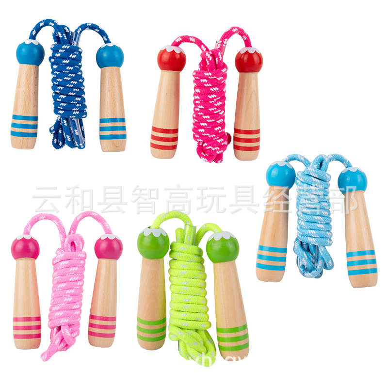 De madera de dibujos animados para niños saltar la cuerda de jardín de infantes ajustable suministros para estudiantes equipo de fitness para niños Deportes deportes al aire libre