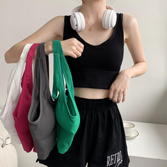 夏季辣妹後背雙交叉吊帶美背背心帶胸墊裹胸外穿打底抹胸上衣