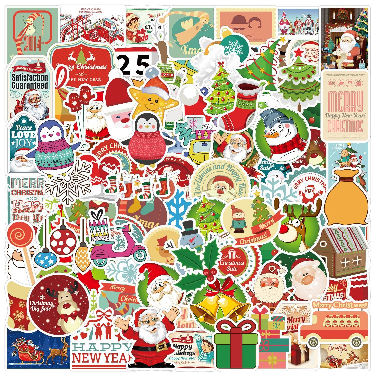50 nueva Navidad graffiti pegatinas coche teléfono móvil hervidor pegatinas decorativas impermeable diario pegatinas al por mayor