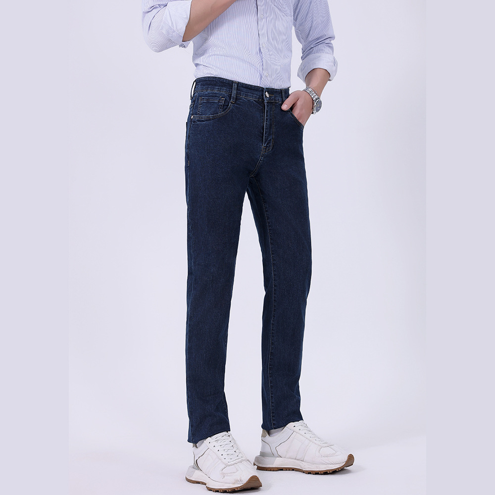 欧洲站牛仔裤男宽松直筒蓝色高端男士商务长裤子春季新款跨境专供