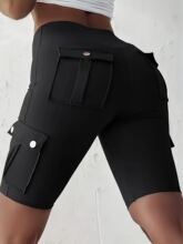 T 39381 Pocket High Waist Yoga Shorts �����٤�̿� �羳