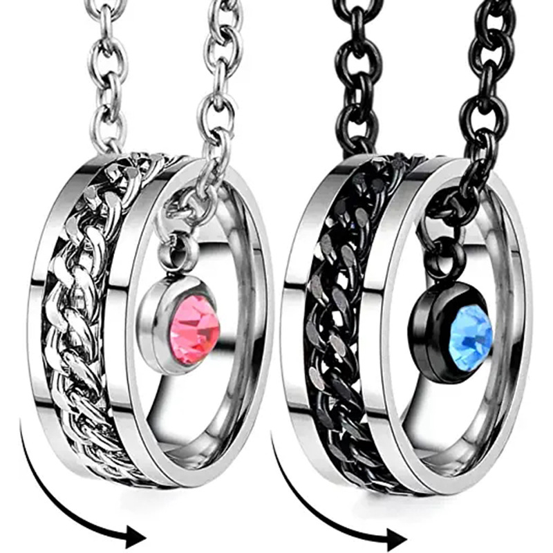 Fashion Star Titanium Steel Inlay Zircon Pendant Necklace 1 Piece