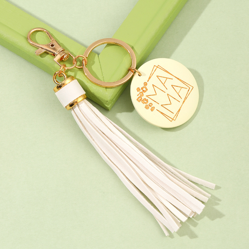 Simple Style Letter Pu Leather Metal Tassel Keychain display picture 2