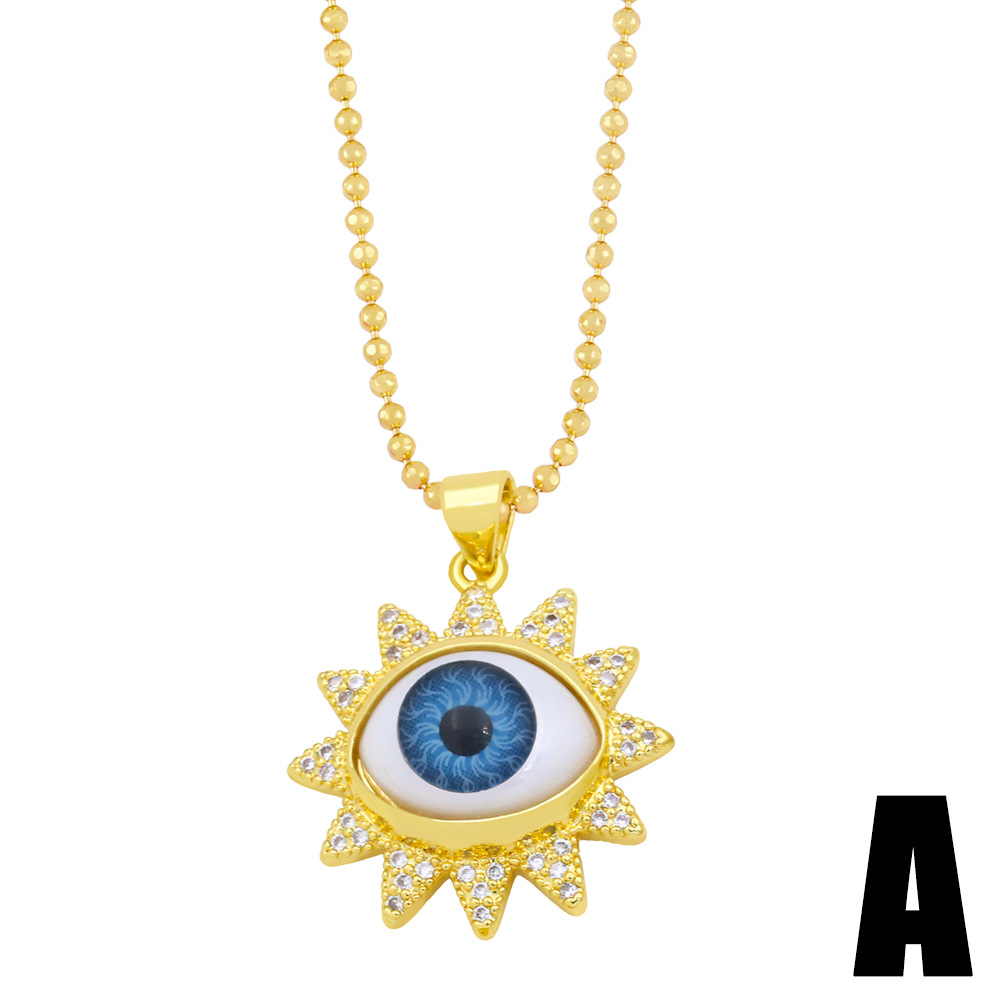 Devilu0027s Eye Pendant Necklace New Clavicle Chain Micro-inlaid Zircon Eyelash Necklace