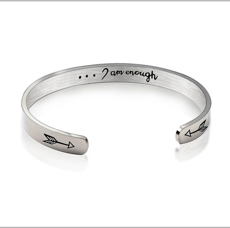 Holiday Occasion 304 Stainless Steel Material Classic Style Commute Letter 304 Stainless Steel Carving Men's Bangle Men Cuff & Bangle