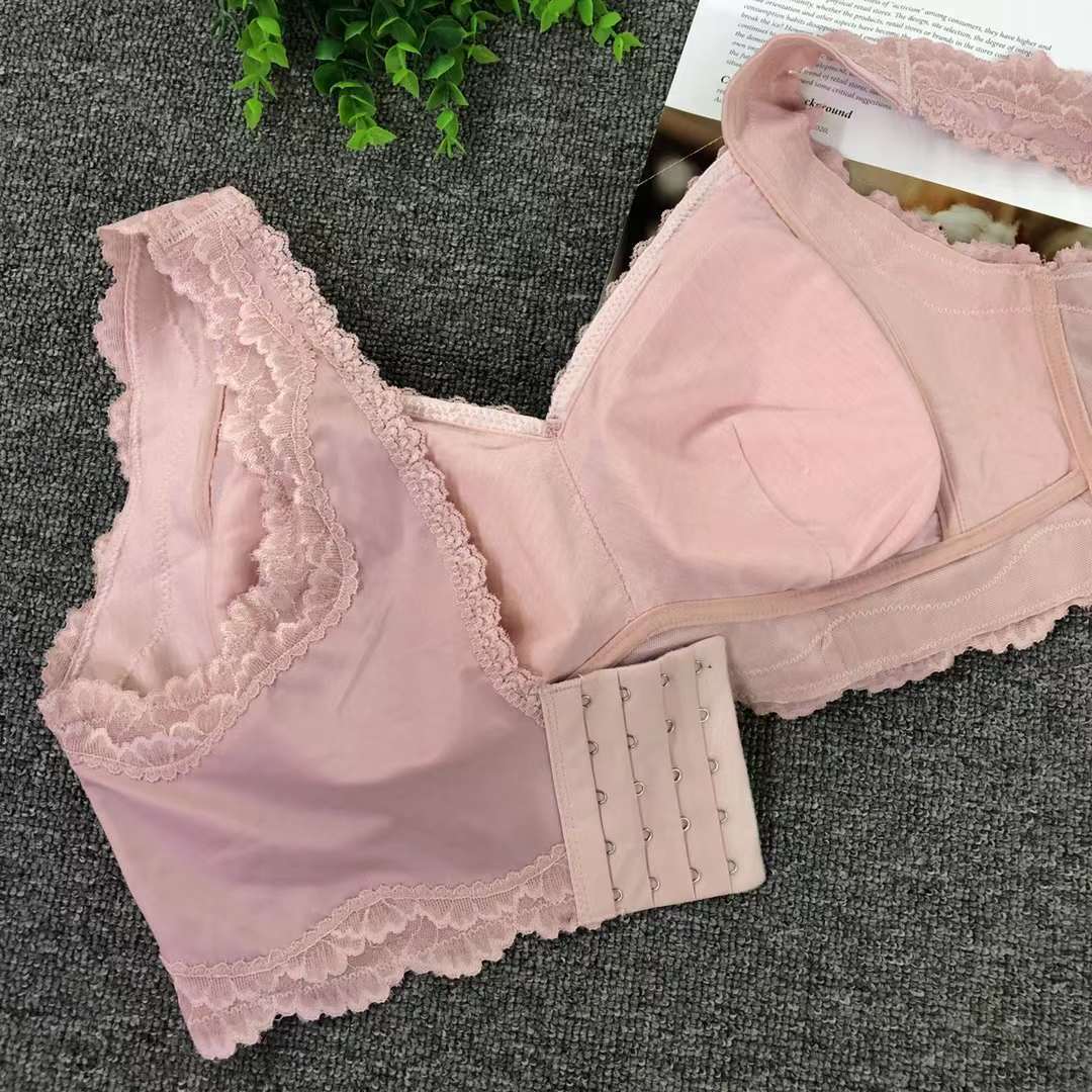 Nuevo sujetador inalámbrico de moda encaje jacquard transpirable cómodo clásico cinco breasted ropa interior mujeres al por mayor
