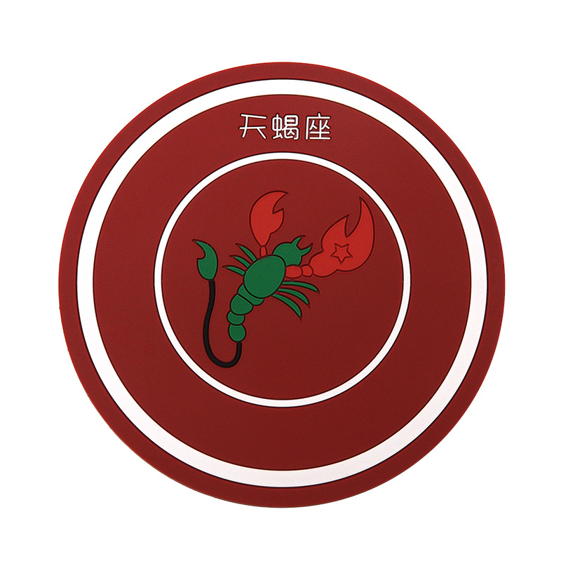 Creativo de dibujos animados doce constelación montaña PVC de goma suave antideslizante estera taza de té de silicona redonda estera de aislamiento