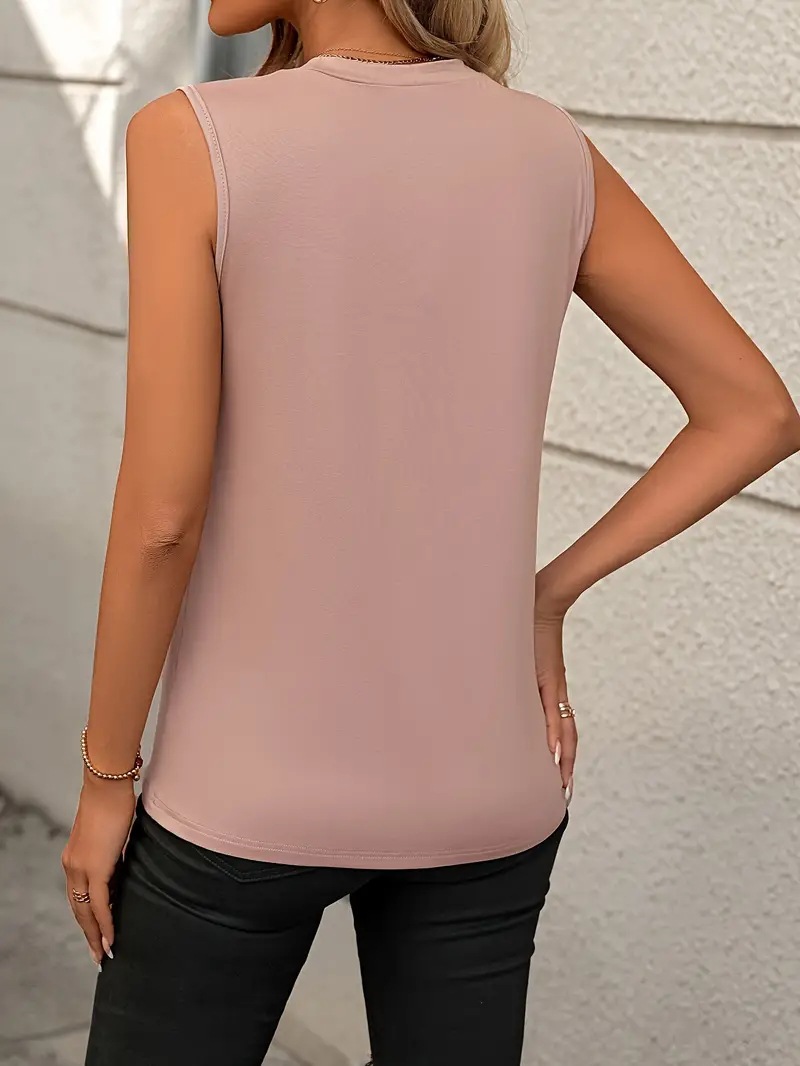 245g Weight Sleeveless Sleeve Length Pullovers Placket Type Cotton Blend, Polyester Fabric Type Regular Top Length Vest Tops Type Holiday, Daily Occasion Round Neck Neckline Loose Fit Type Solid Color Pattern Summer Season Women's Gender Streetwear Style Wholesale Women's Streetwear Solid Color Sleeveless T-Shirts 5