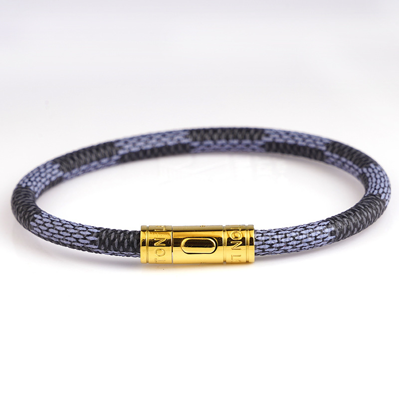 Leather Cord Bracelet with Vintage Pattern, European and American Fashion Trend, Personalized Leather Buckle, Titanium Steel Gold Snap Button, High-End Leather Quality Leather Cord Bracelet with Vintage Pattern, European and American Fashion Trend, Personalized Leather Buckle, Titanium Steel Gold Snap Button, High-End Leather Quality