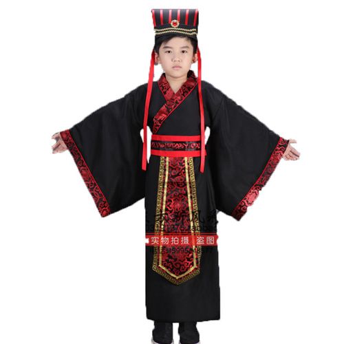 Children's Ancient Chinese Hanfu Costume Play on the Stage: Romance of the Three Kingdoms - Zhuge Liang, Cao Cao, Lu Su, Zhou Yu