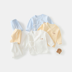 Newborn Baby Clothes Spring Autumn Winter Initial Full Cotton A-Strap Warm Monk's Robe Baby Autumn Top Separate Set