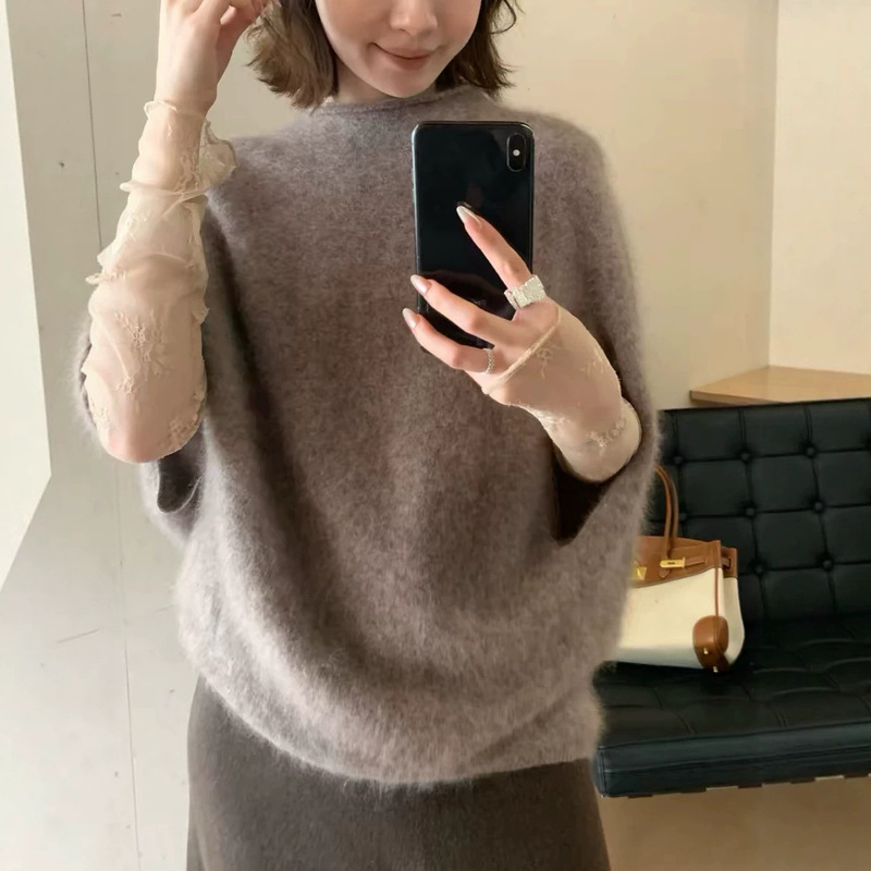 Women's autumn and winter soft and thick loose-fitting knitted sweater, fleece-lined wool top, sleeveless top Women's autumn and winter soft and thick loose-fitting knitted sweater, fleece-lined wool top, sleeveless top