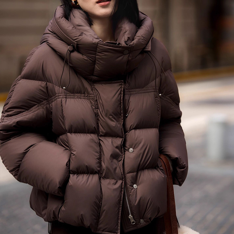 短款羽绒服 女加厚90白鸭绒新款冬季保暖时尚连帽宽松面包服外套