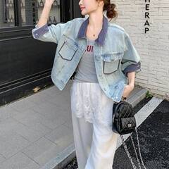 复古牛仔休闲短款外套春季2025小个子宽松遮肉新款设计夹克上衣女