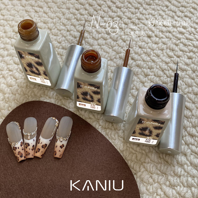 Kaniu Autumn and Winter Leopard Print Coffee-Colored French Line Gel 2026 New Model Maillard Brightening Versatile Nail Polish Gel