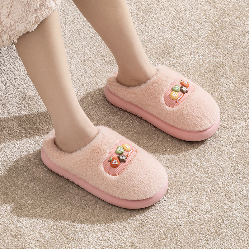 Qaidashun zapatillas de algodón para hombres y mujeres invierno nuevo interior y exterior peluche pareja zapatillas de algodón cálidas peluche al por mayor