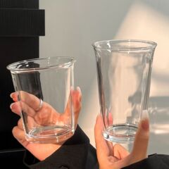シンプルなガラスイン逆口コーヒーカップ水カップティーカップミルクドリンクカップミルクセーキミルクティーコーヒー朝食カップ